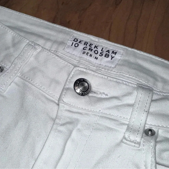 DEREK LAM 10 CROSBY Mila Patchwork Girlfriend Mid Rise White Denim Jeans sz 25 - Picture 3 of 8